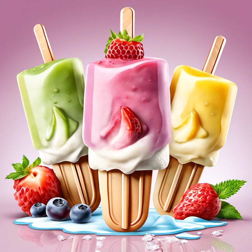 frozen yogurt popsicles with fresh fruits