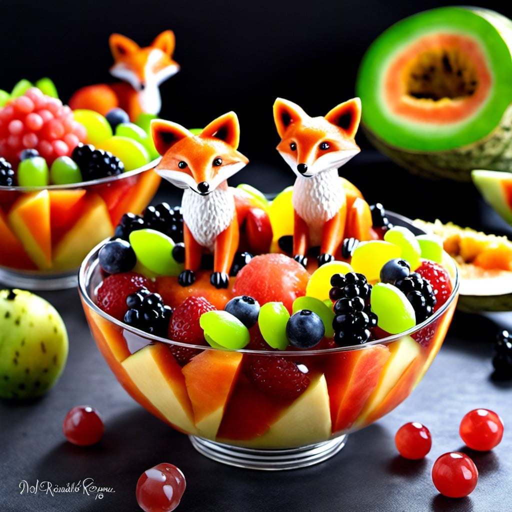 fruit salad with melon ball foxes