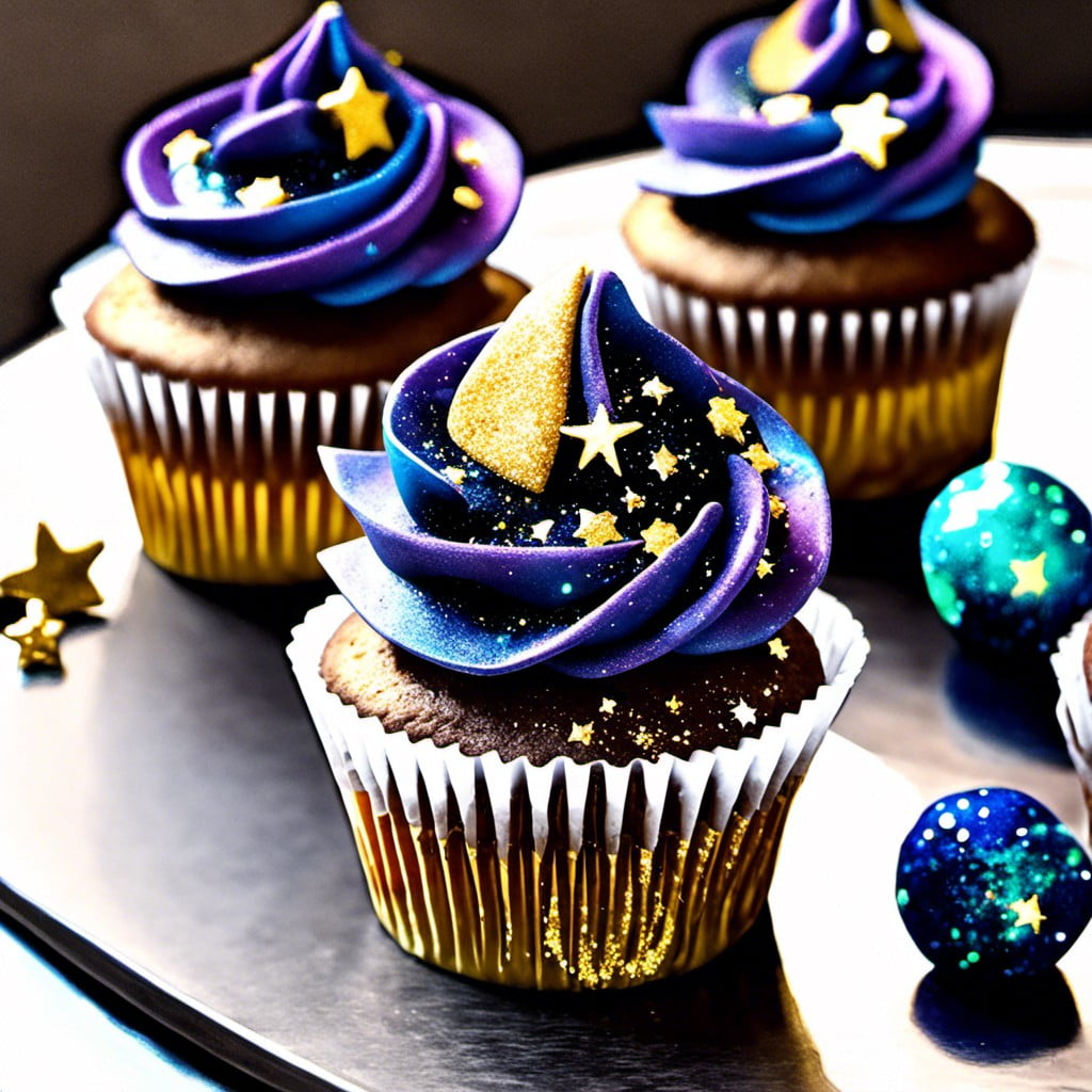 galaxy dusted cupcakes