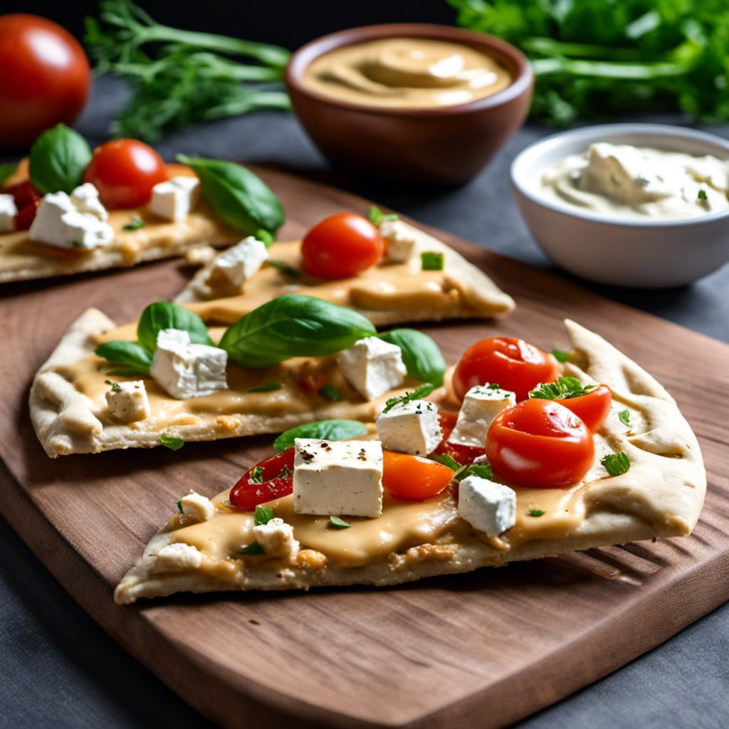 hummus and feta cheese flatbread