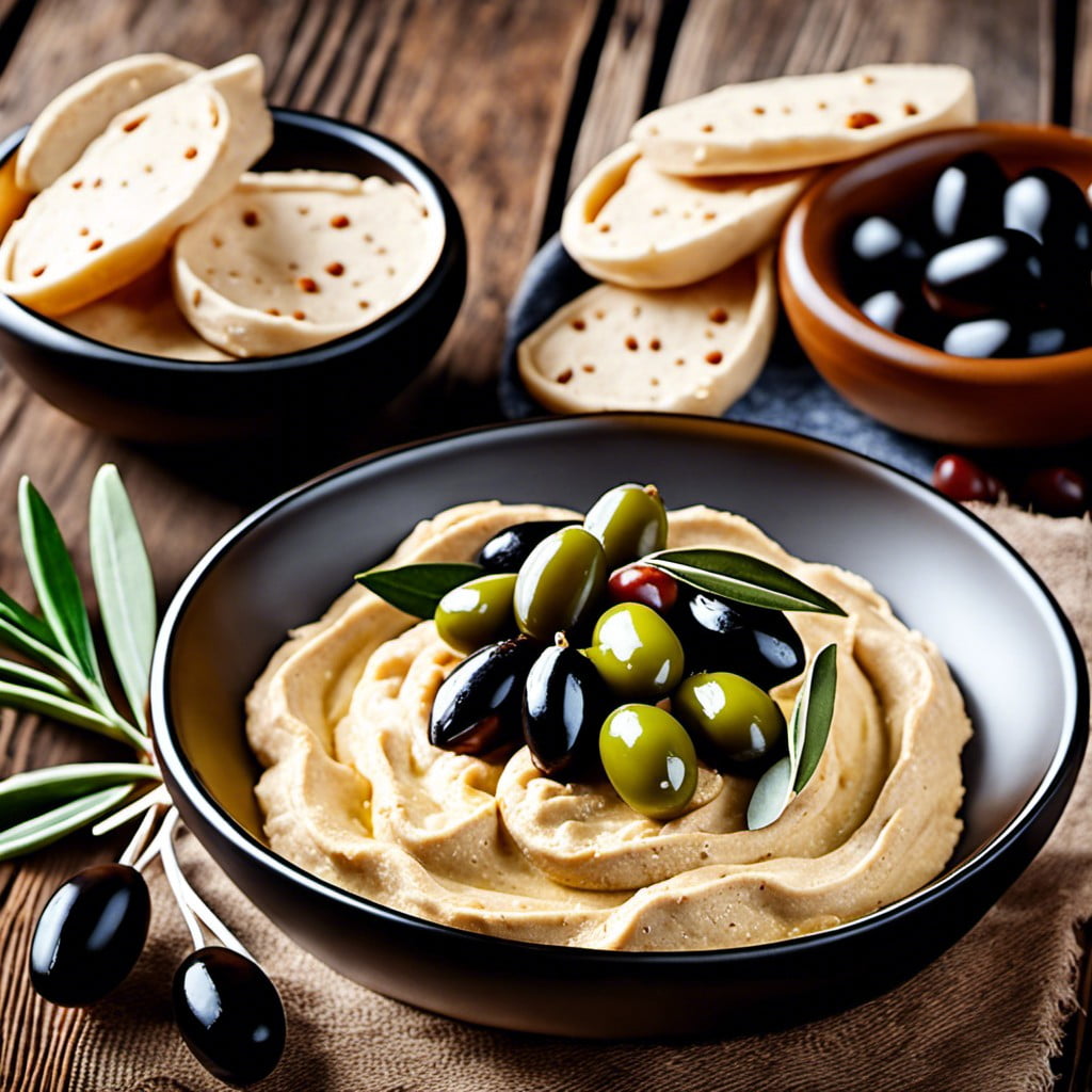 hummus and olive tapas
