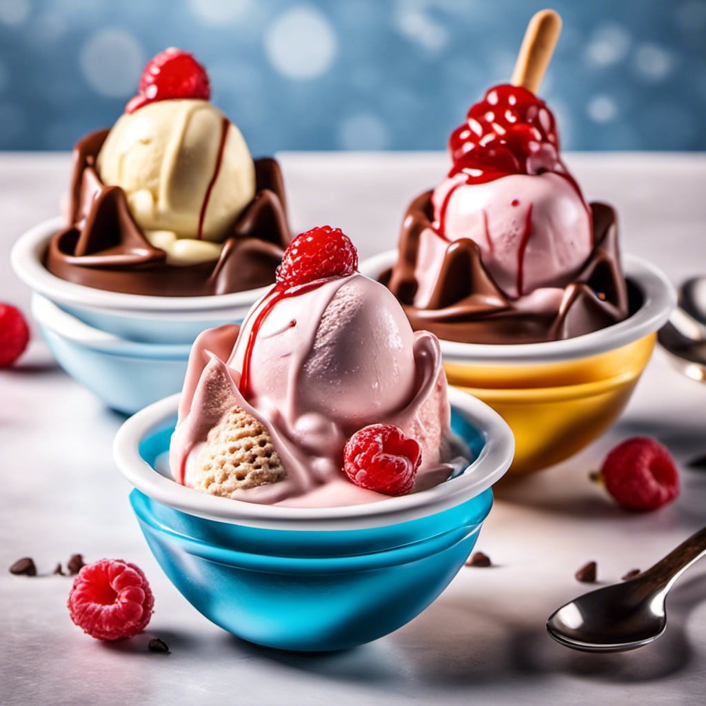 ice cream desserts in mini infladium bowls