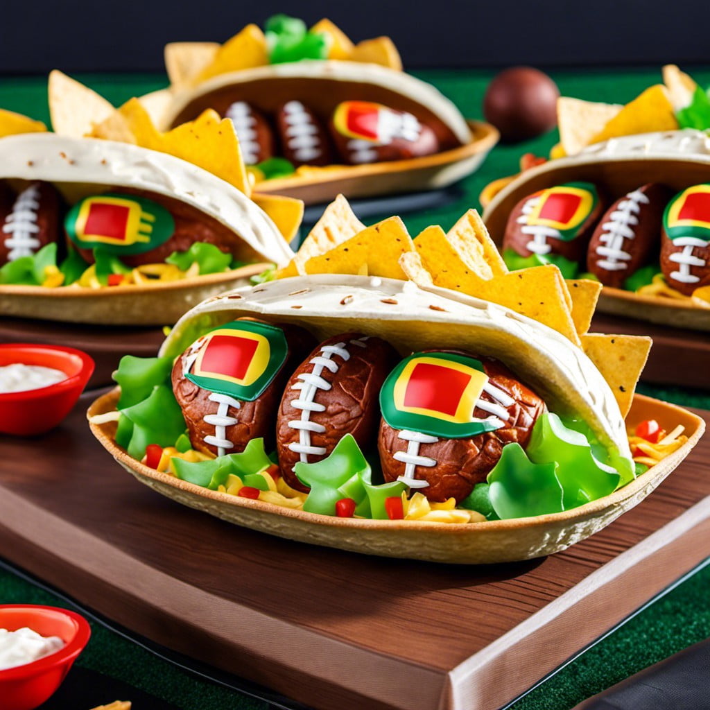 mini football shaped tacos