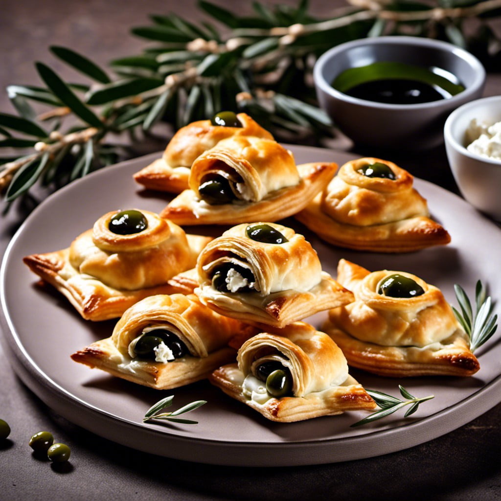 olive and feta puff pastries