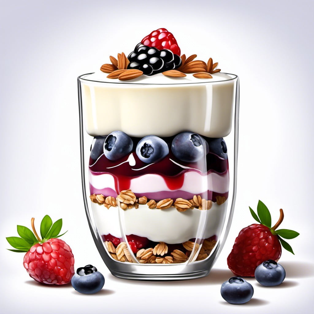 parfait with layers of yogurt granola and berries
