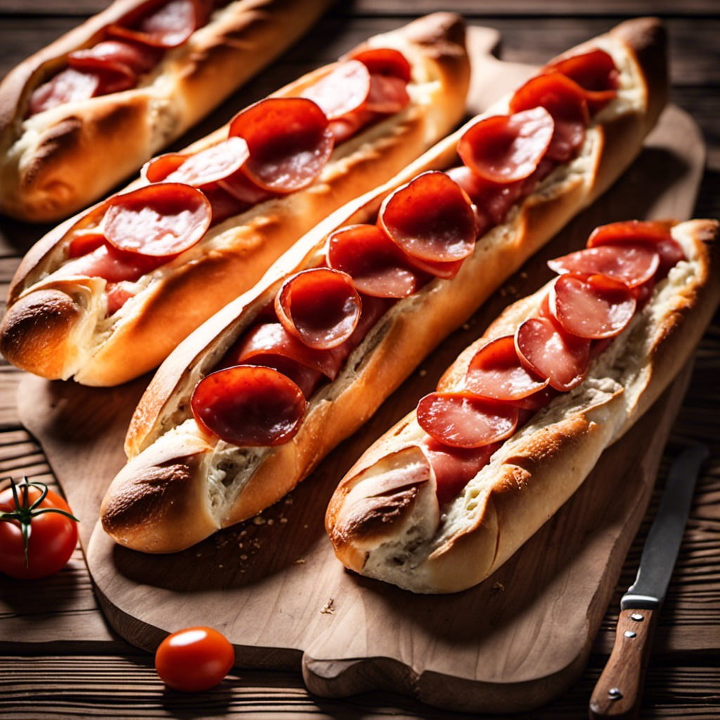 pepperoni stuffed baguettes