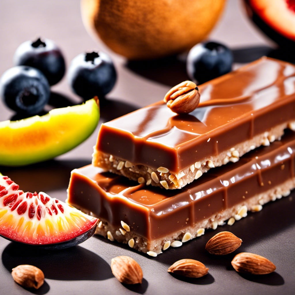 protein bar with a piece of fresh fruit