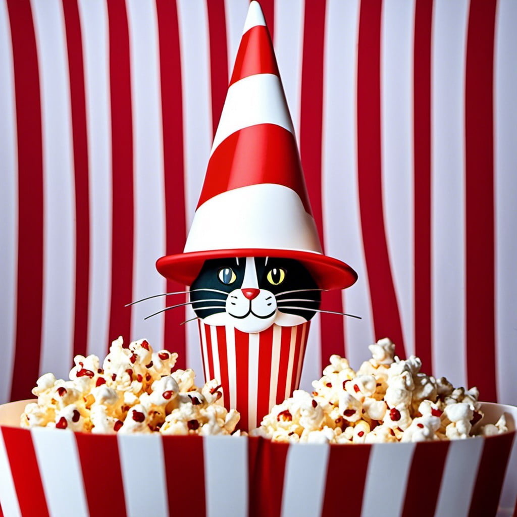 red and white striped popcorn cones