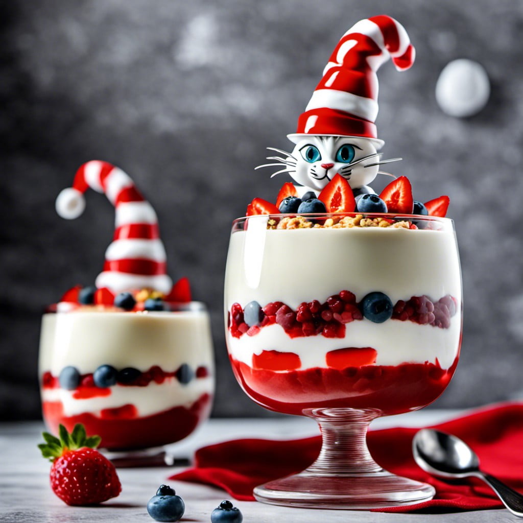 red and white yogurt parfaits
