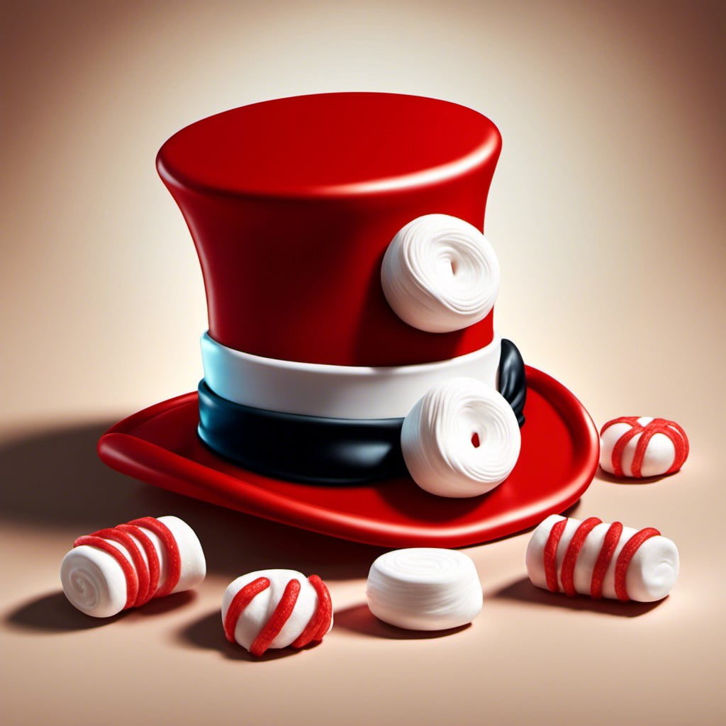 red licorice and marshmallow cat in the hat snacks