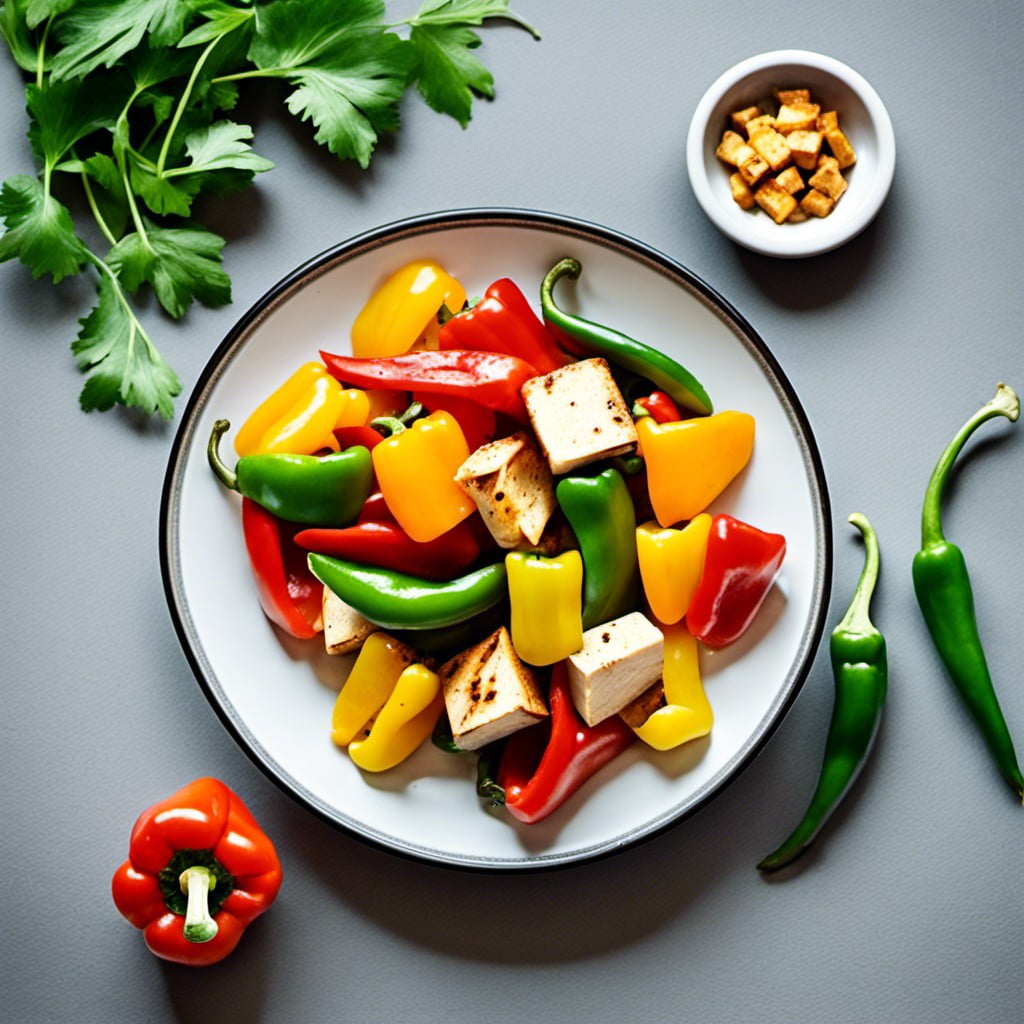 sauteed bell peppers and tofu