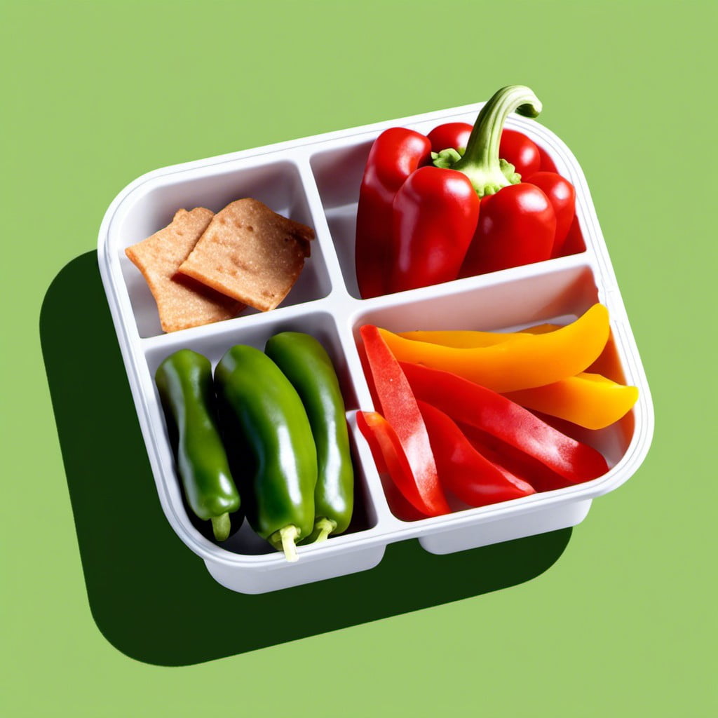 seitan strips with bell pepper slices