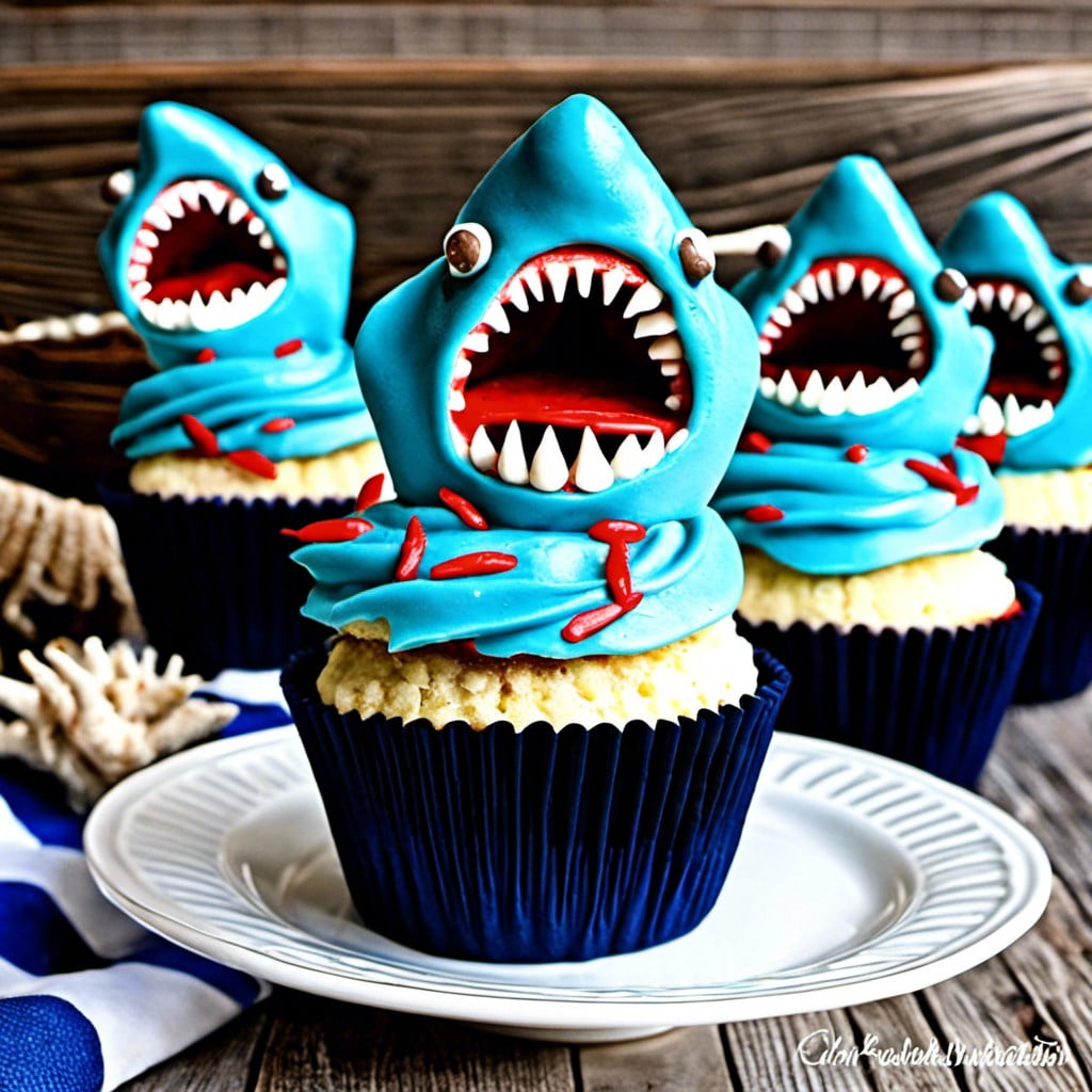 shark bite cupcakes