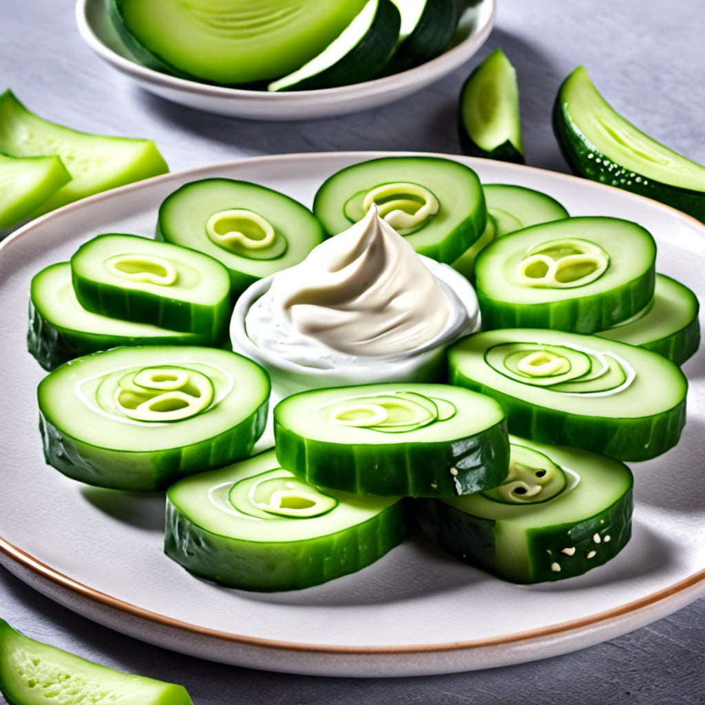sliced cucumber and cream cheese