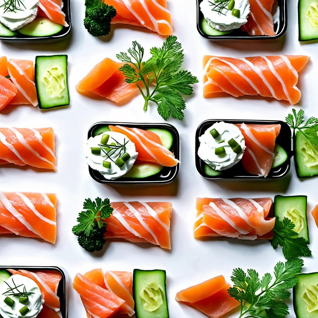 smoked salmon with cream cheese and cucumber