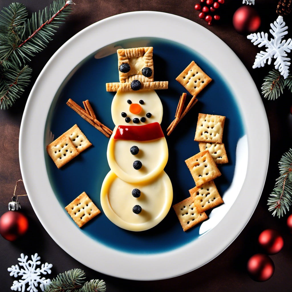 snowman cheese and crackers