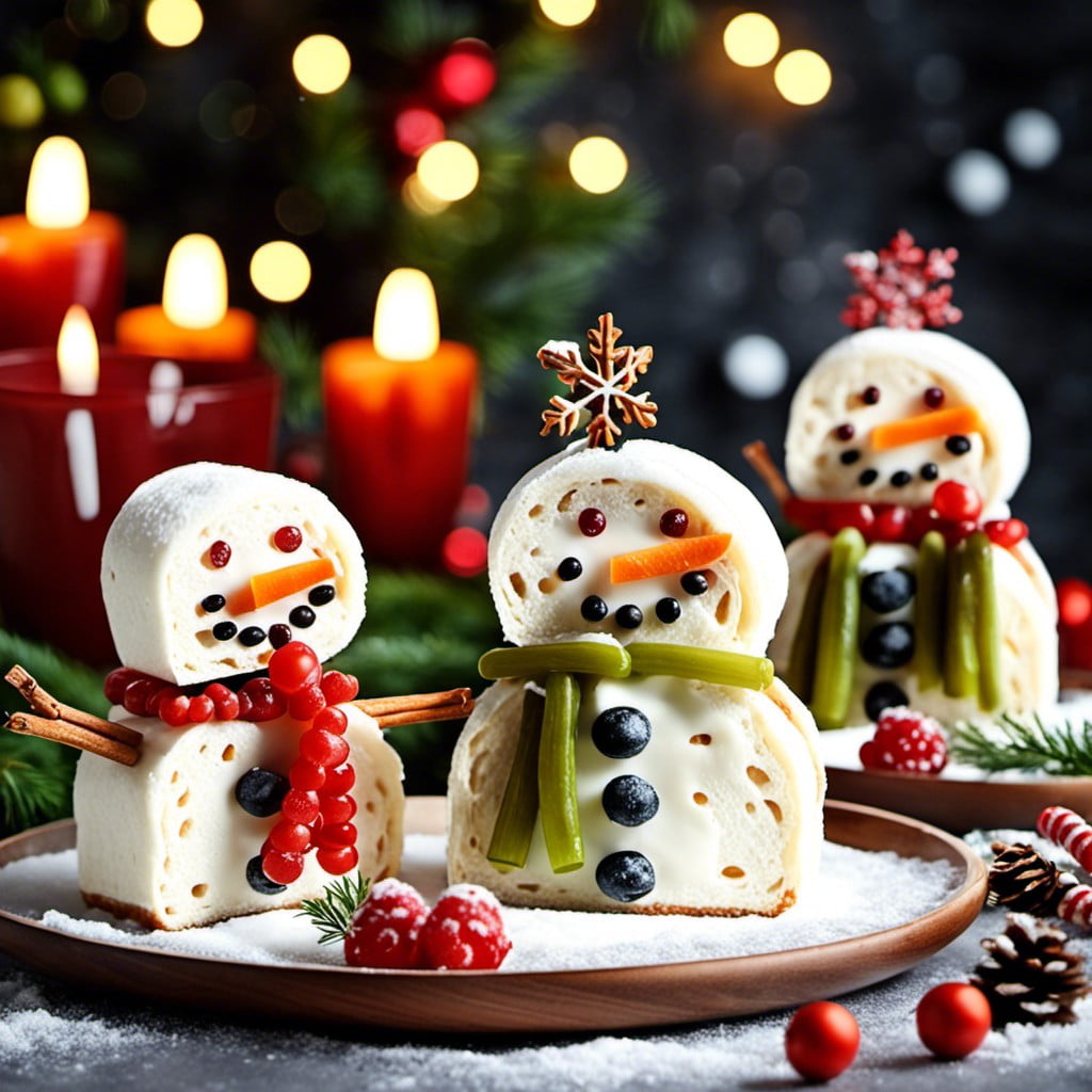 snowman shaped sandwiches