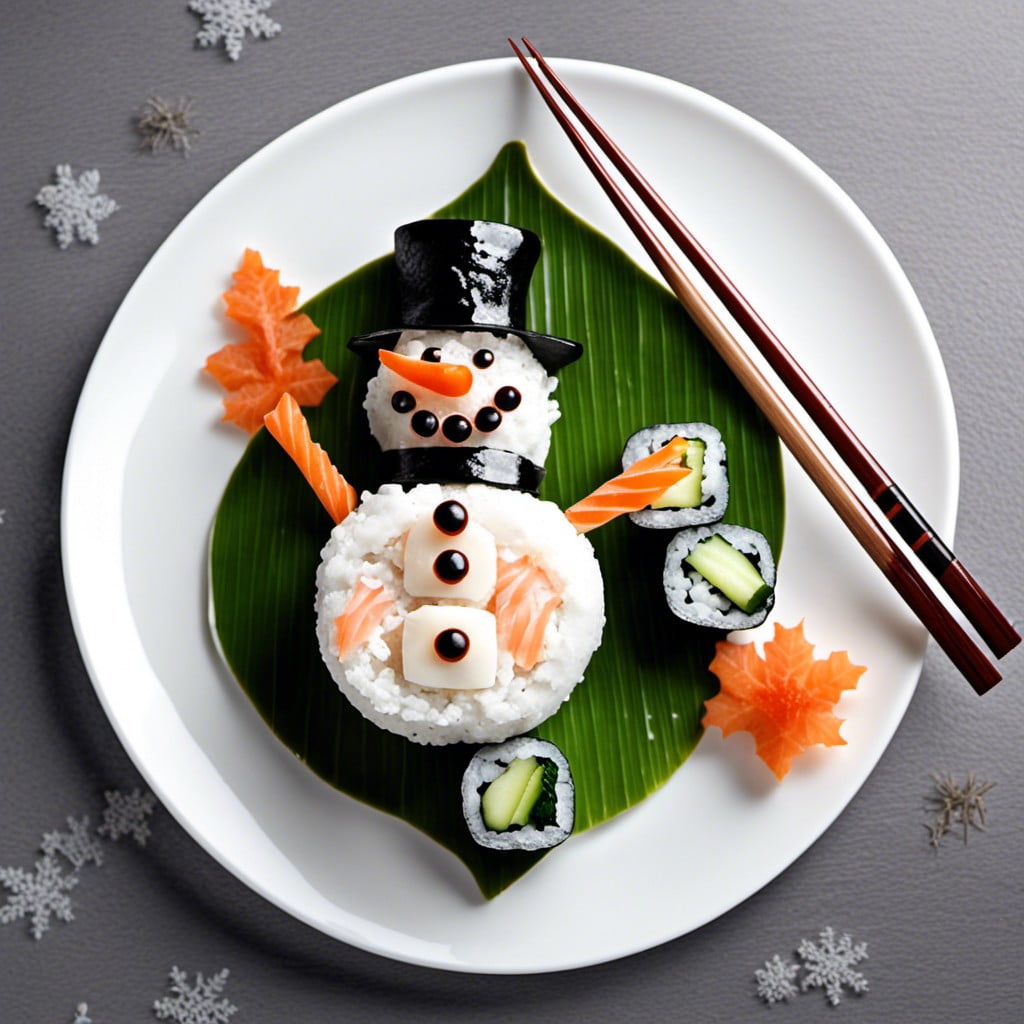 snowman shaped sushi