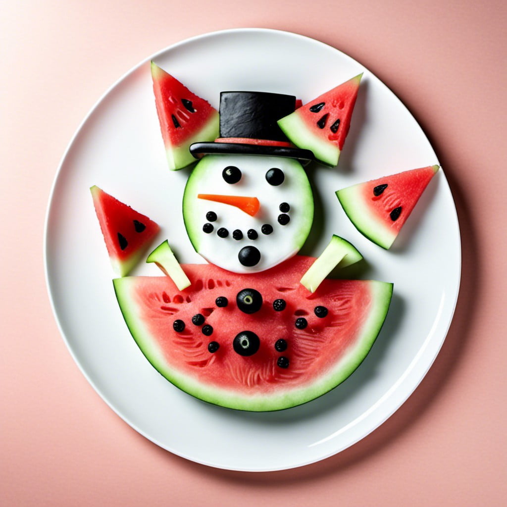 snowman shaped watermelon slices