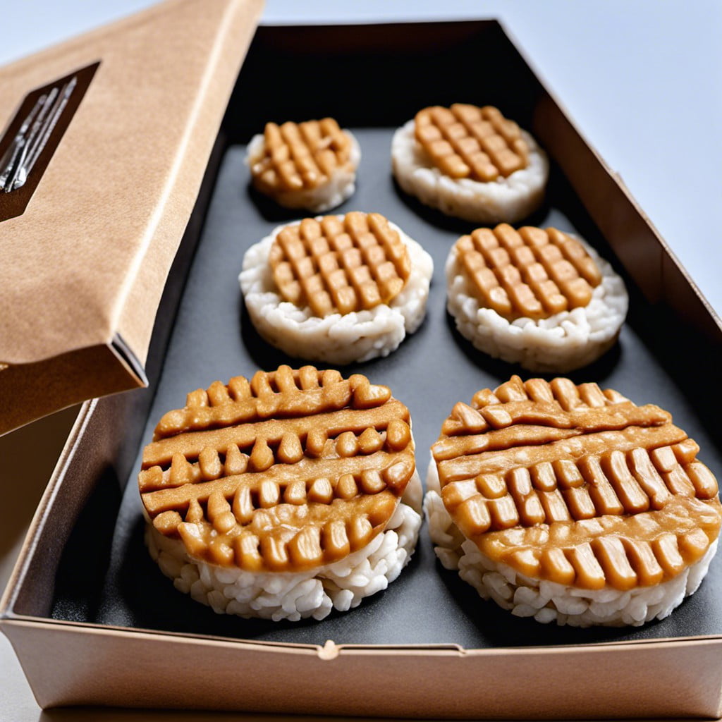 tempeh slices with whole grain rice cakes