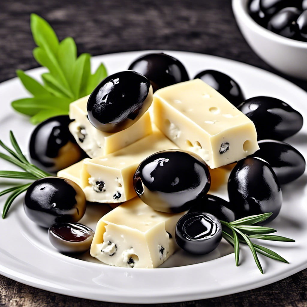 white cheese and black olives
