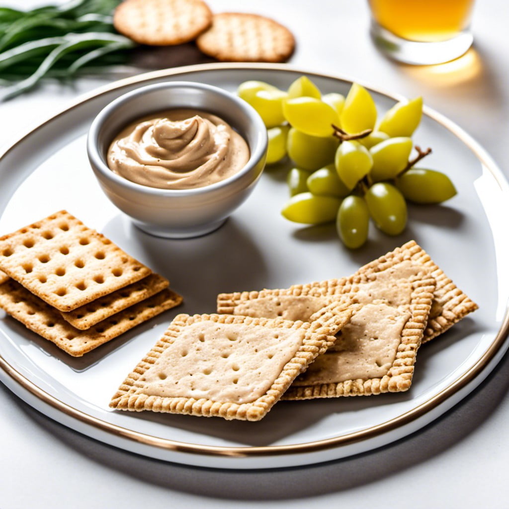 whole grain crackers with hummus