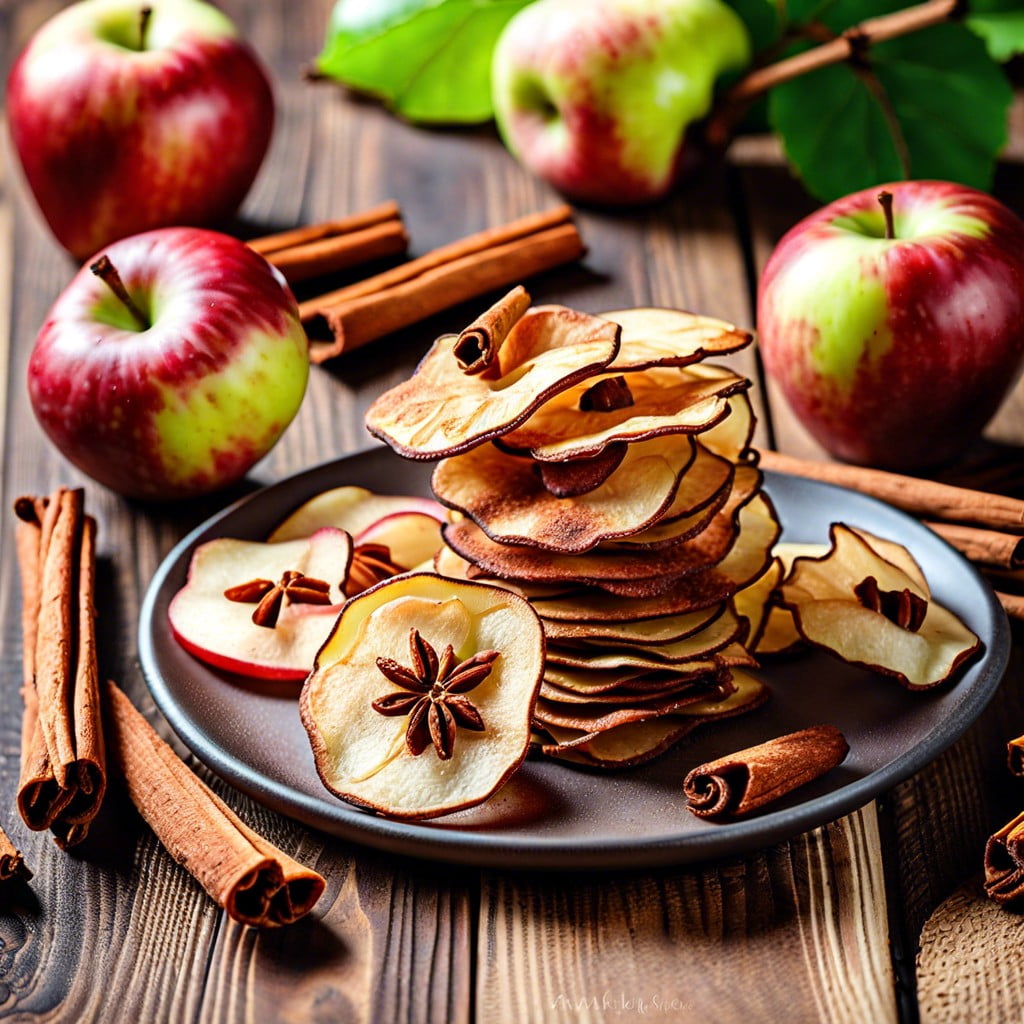 air fried apple chips with cinnamon