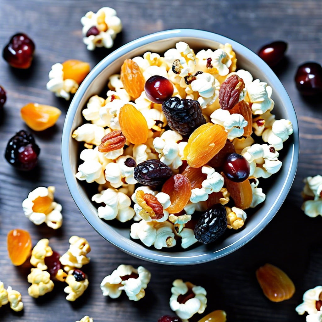 air popped popcorn mixed with dried fruit