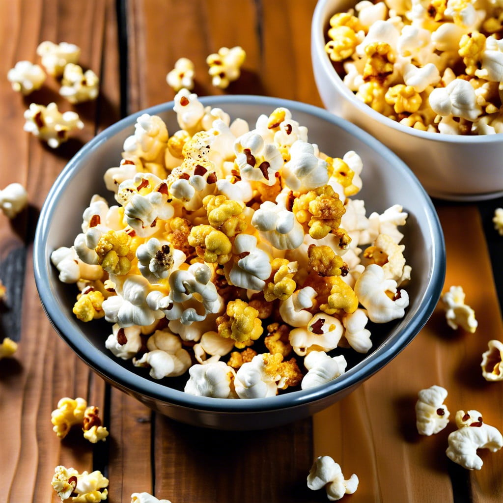 air popped popcorn with a sprinkle of nutritional yeast
