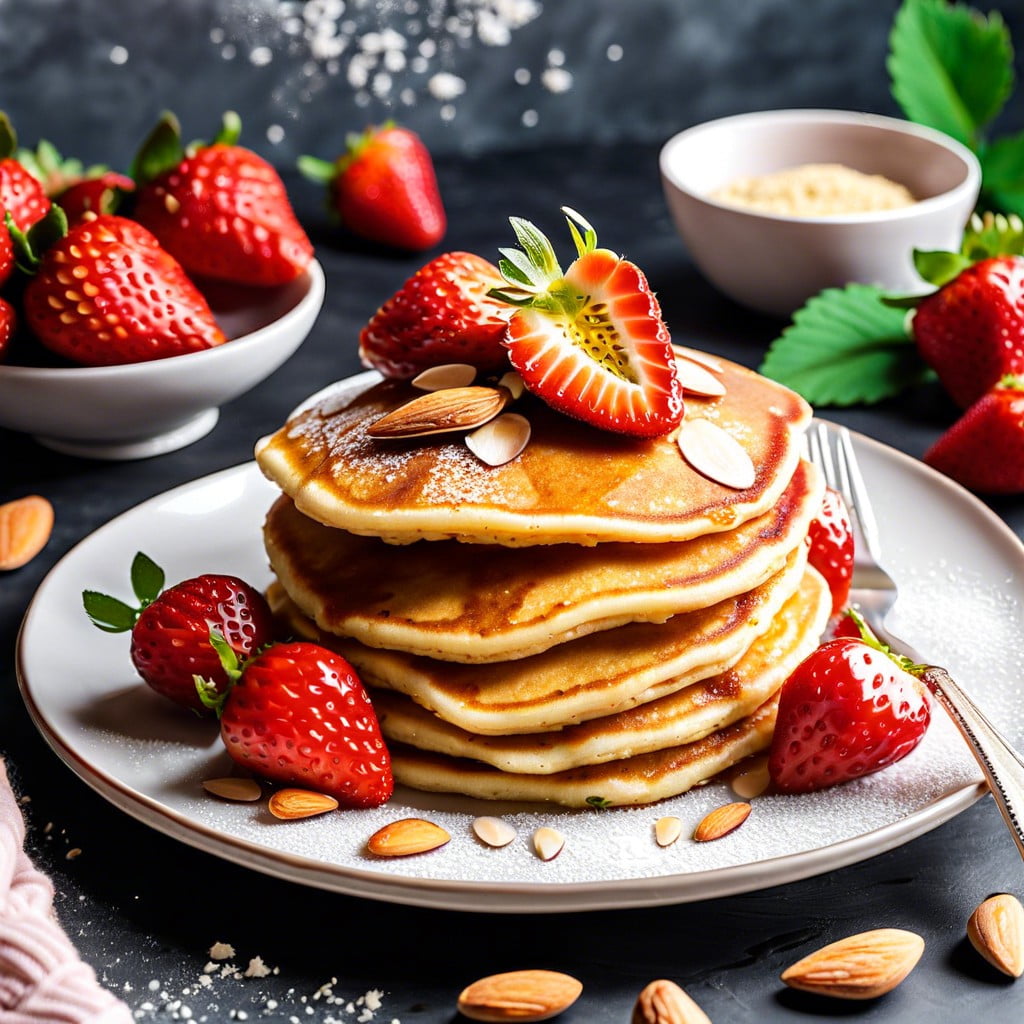 almond flour pancakes with fresh strawberries