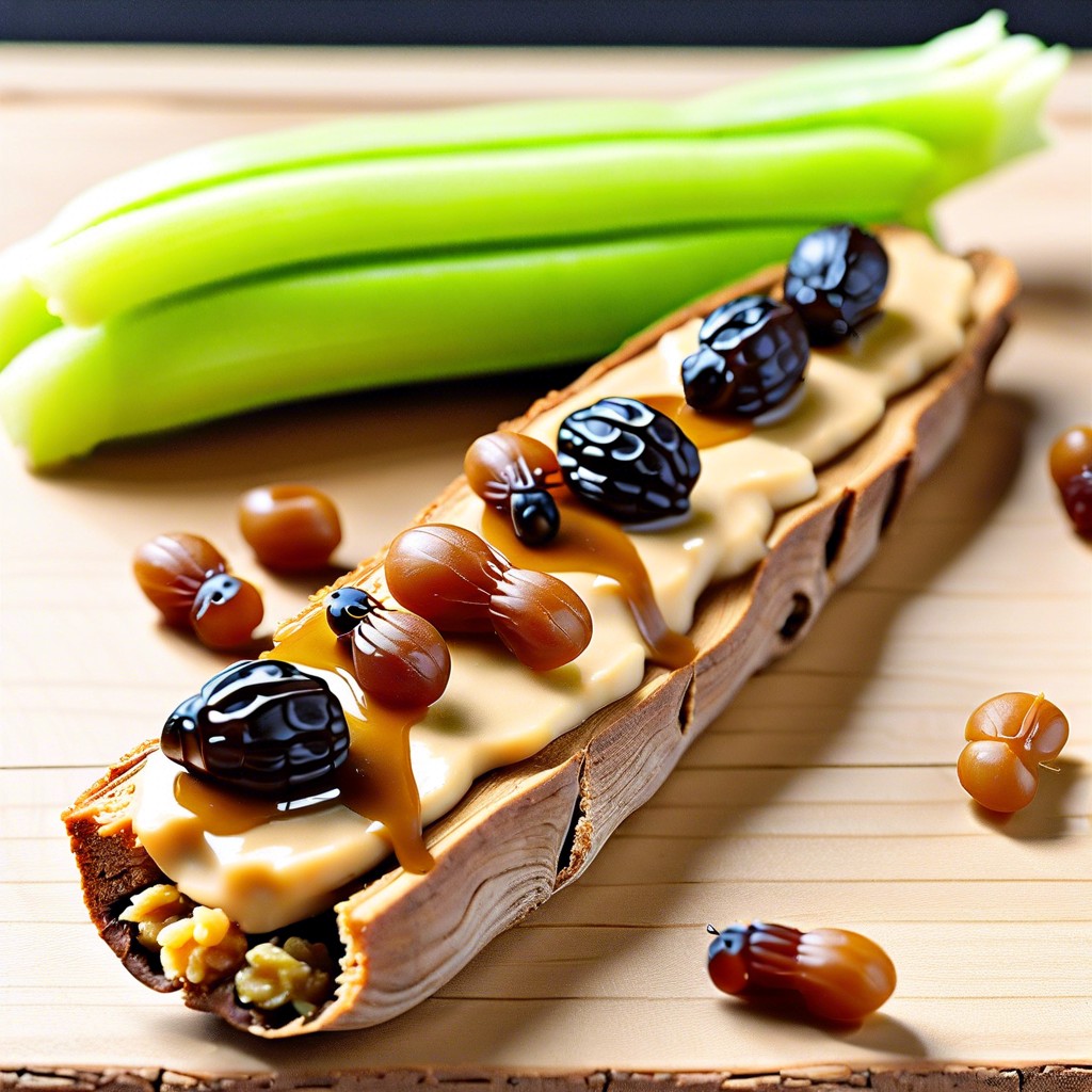 ants on a log celery sticks filled with peanut butter and raisins