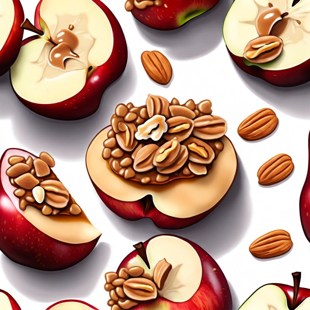 apple slices with peanut butter and granola