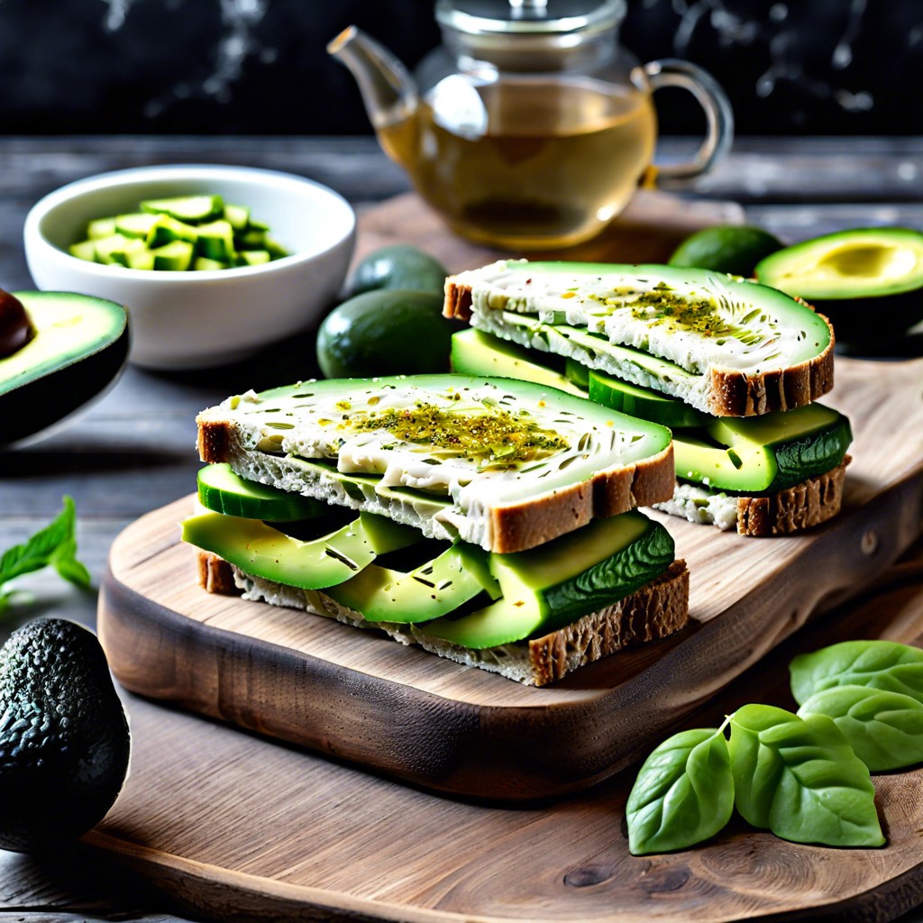 avocado and cucumber tea sandwiches