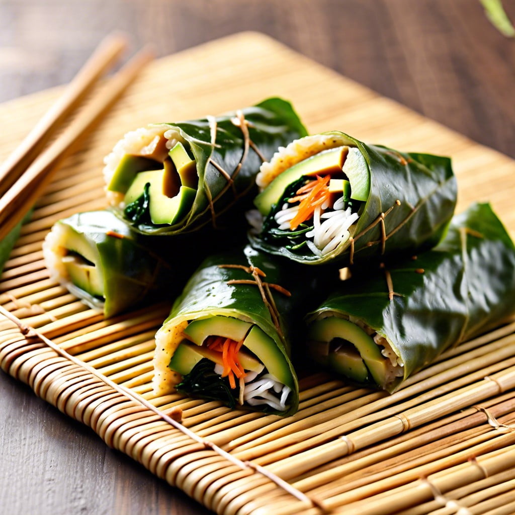 avocado and seaweed spring rolls