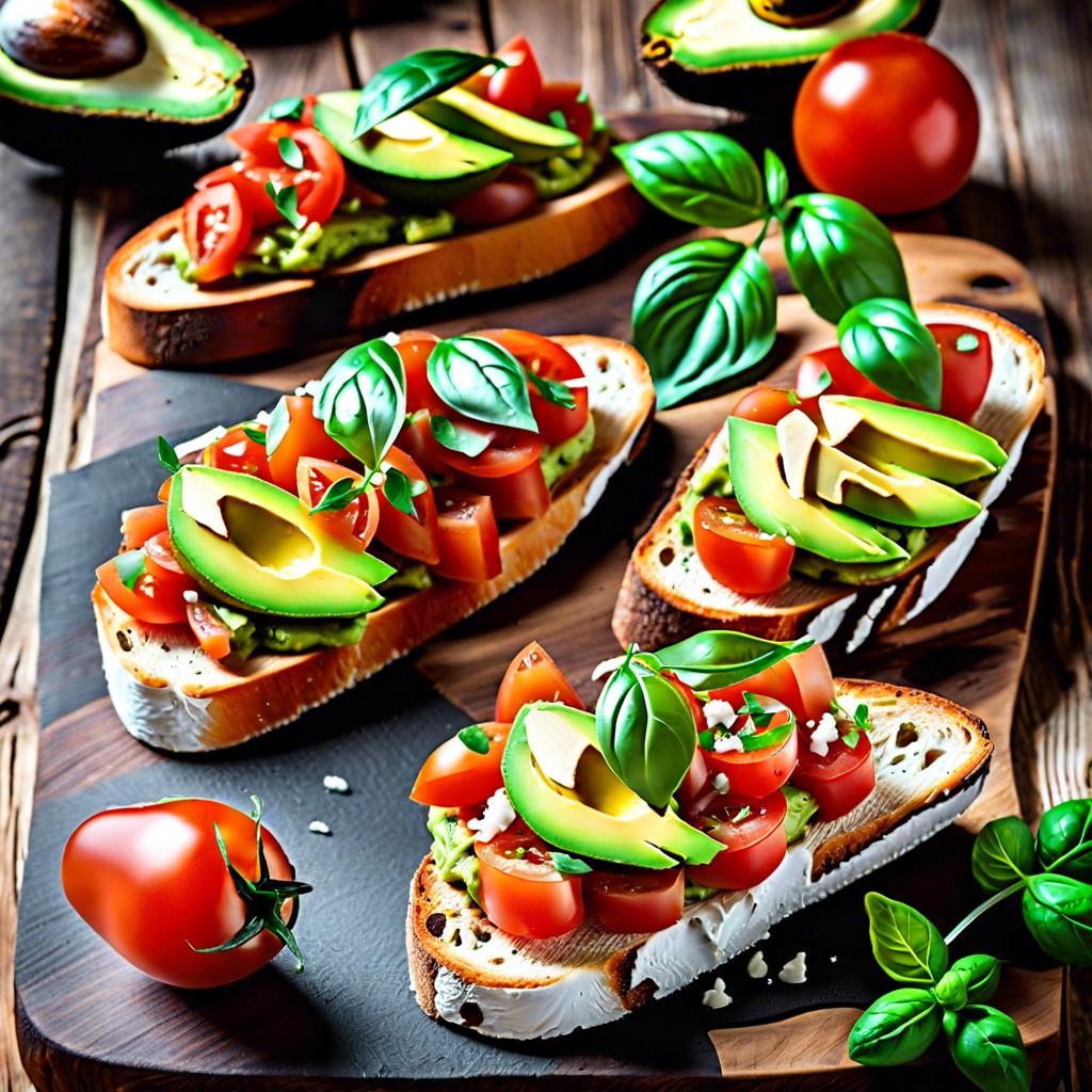 avocado and tomato bruschetta