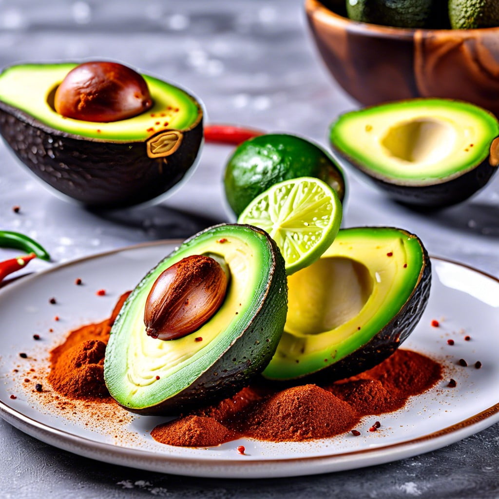 avocado slices with lime and chili powder