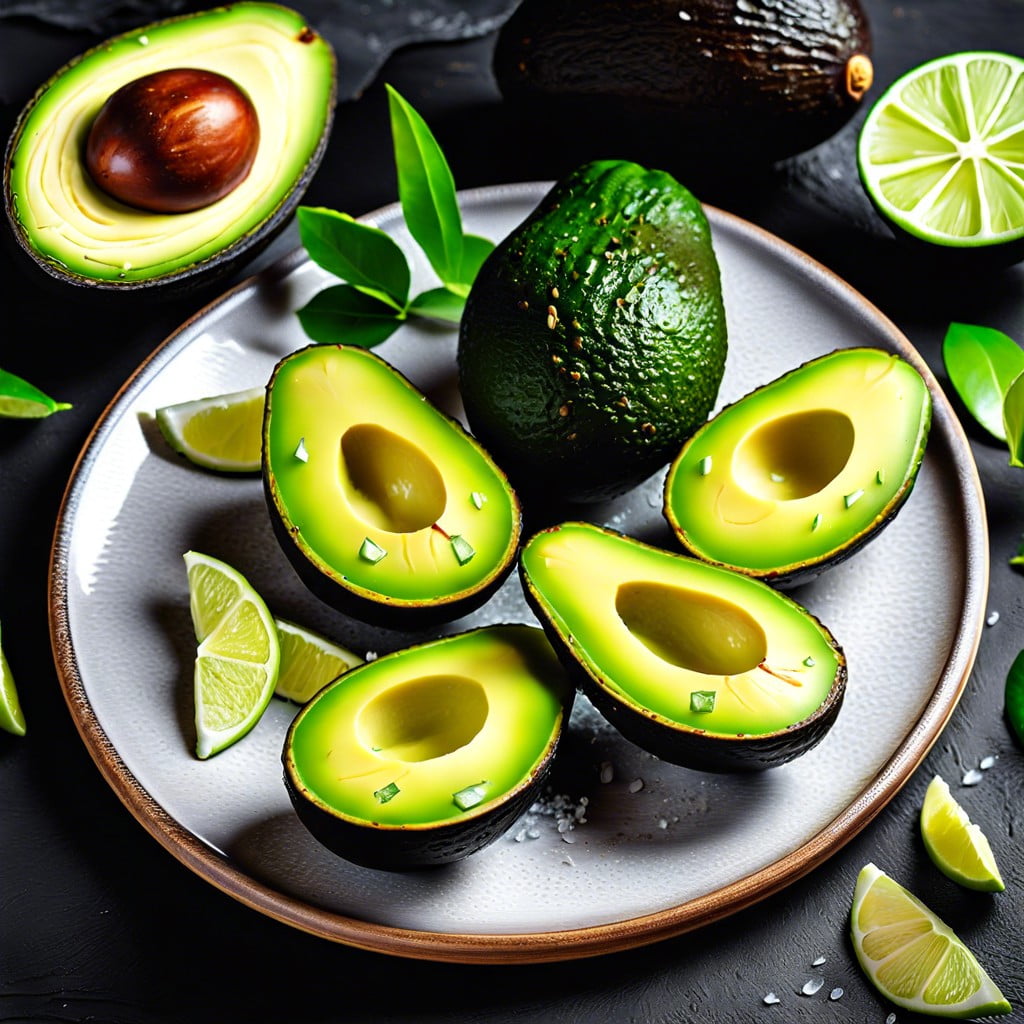 avocado slices with lime and salt