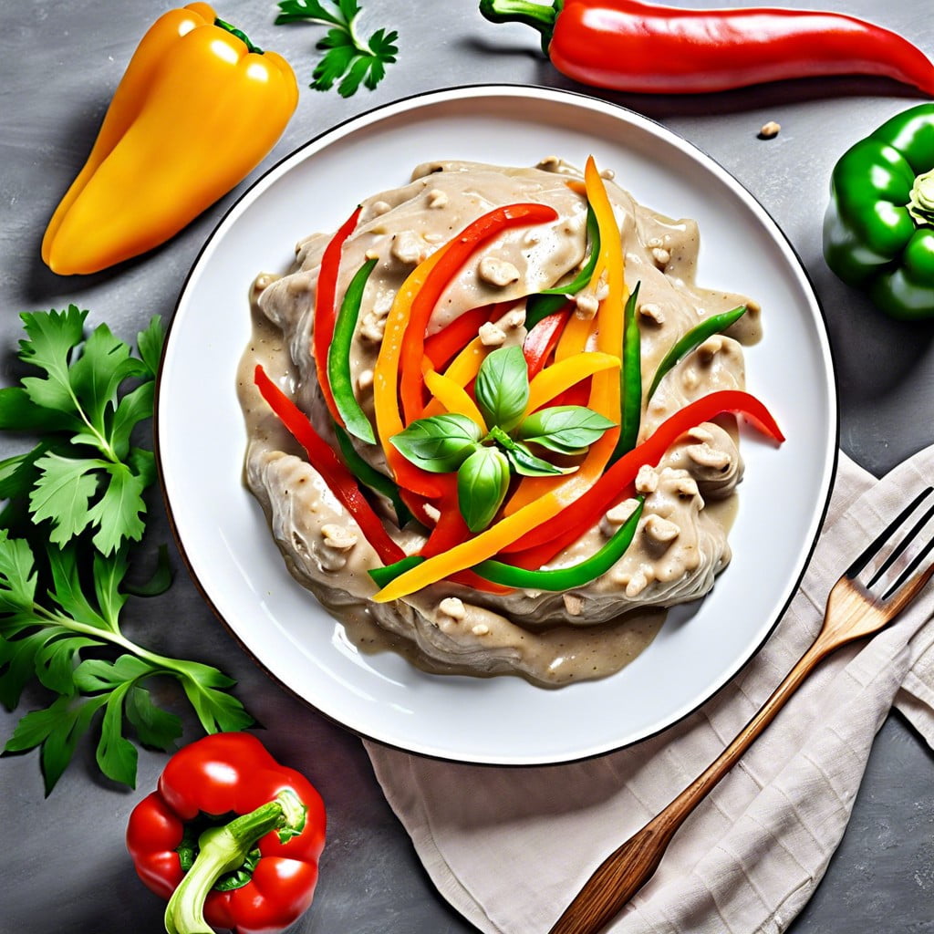 baba ganoush with bell pepper strips