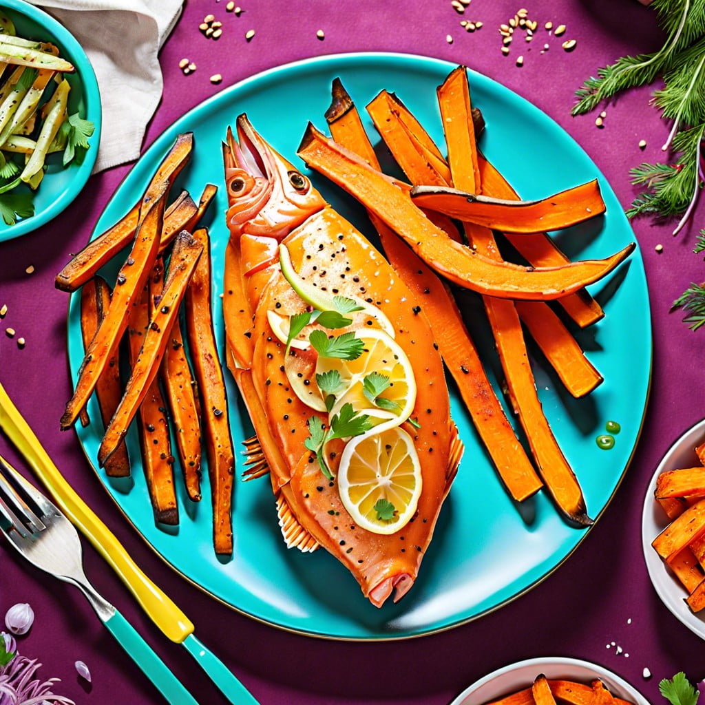 baked fish with sweet potato fries