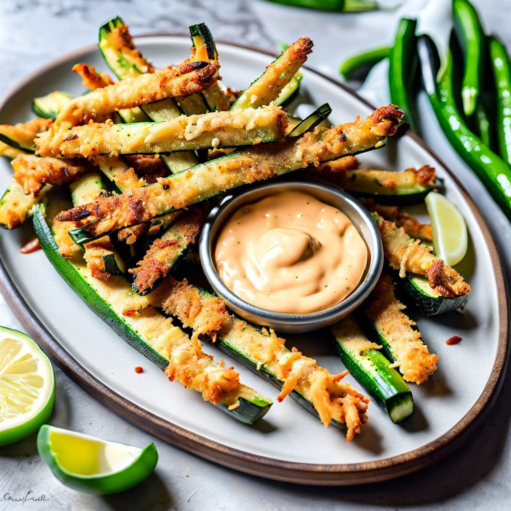 baked parmesan zucchini fries with spicy aioli