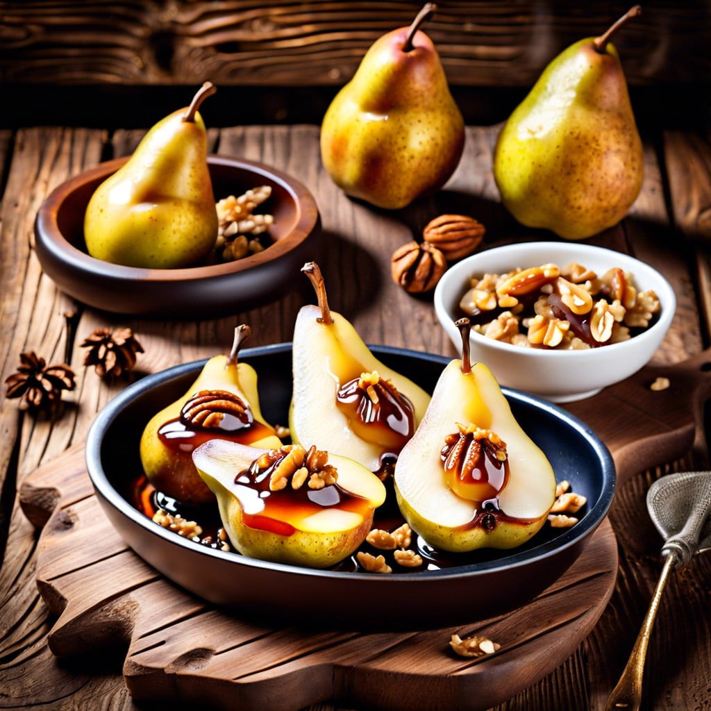 baked pear with honey and walnuts