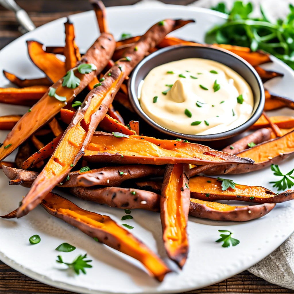 baked sweet potato fries with garlic aioli