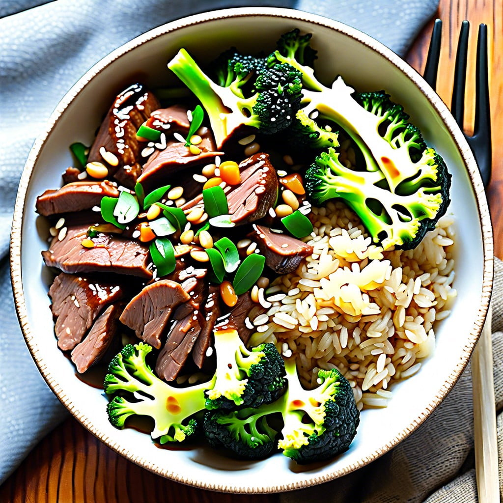 beef and broccoli stir fry with brown rice