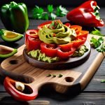 bell pepper slices with guacamole