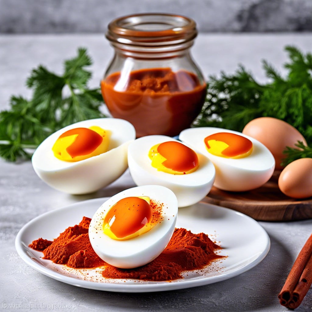 boiled eggs sprinkled with paprika
