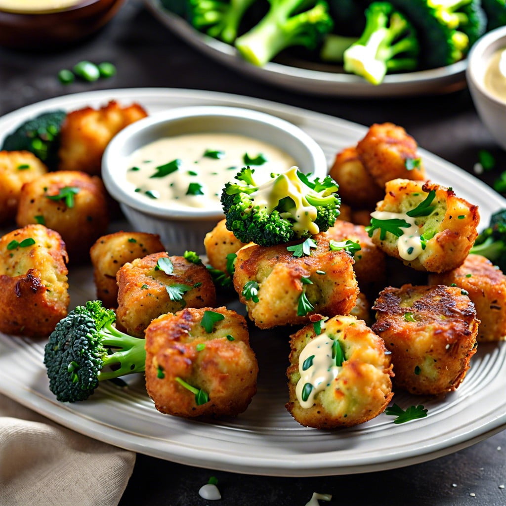 broccoli tots with garlic aioli