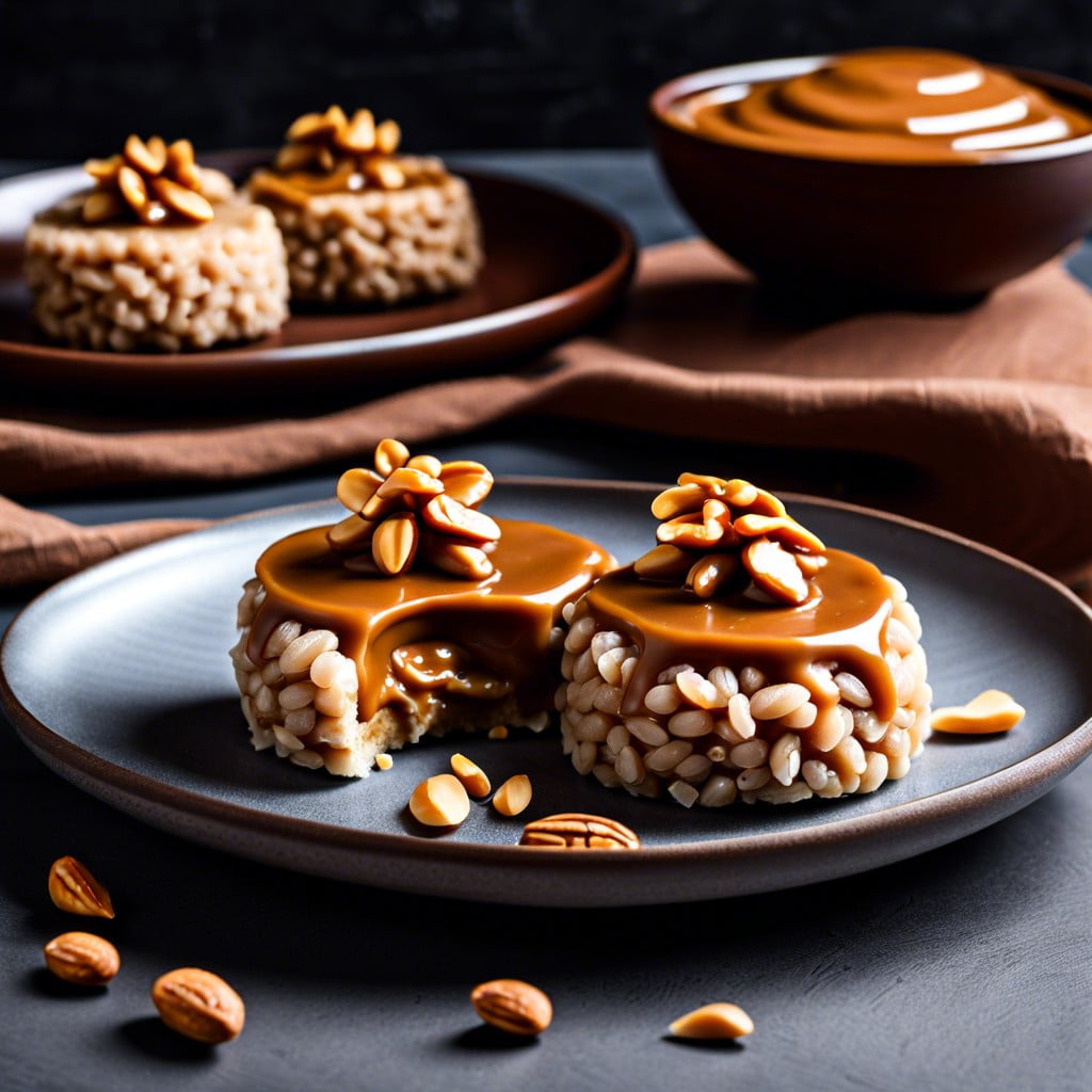 brown rice cakes topped with peanut butter