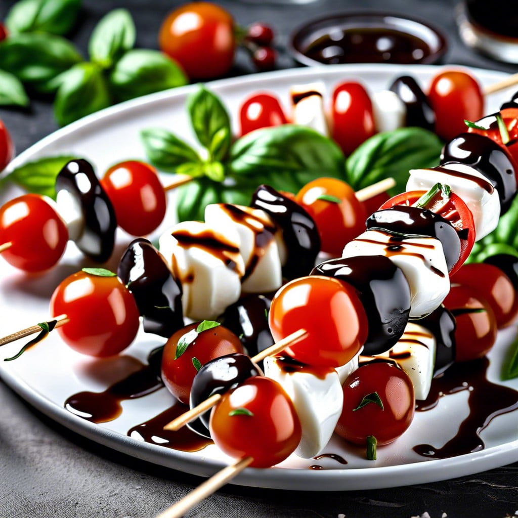 caprese skewers with balsamic glaze