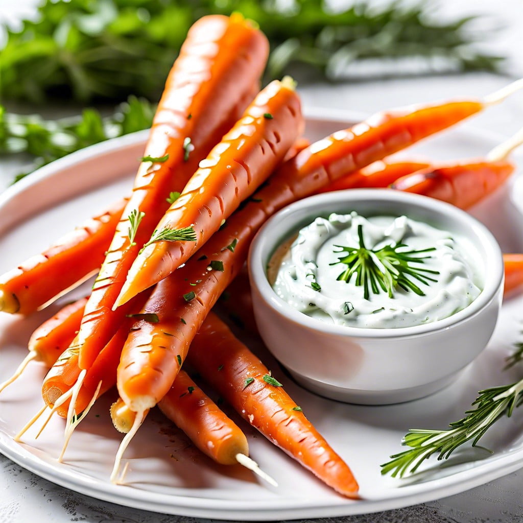 carrot sticks with tzatziki sauce