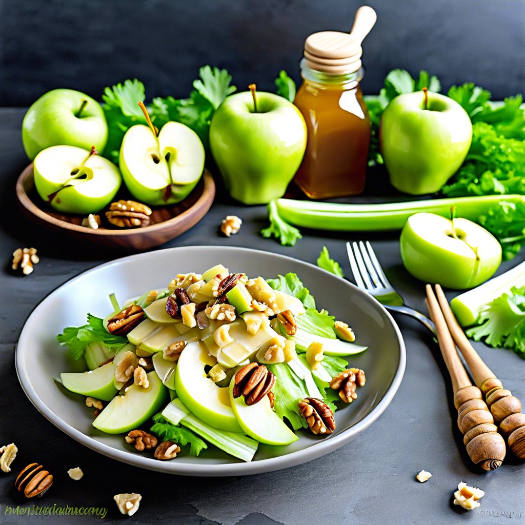 celery and apple salad with walnuts and honey mustard dressing